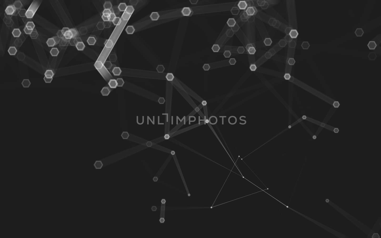 Abstract polygonal space low poly dark background with connecting dots and lines. Connection structure. 3d rendering