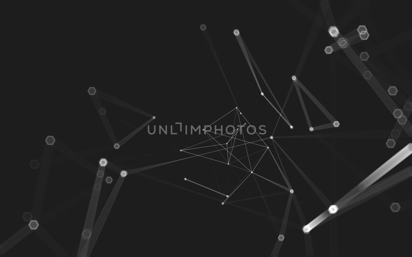 Abstract polygonal space low poly dark background with connecting dots and lines. Connection structure. 3d rendering