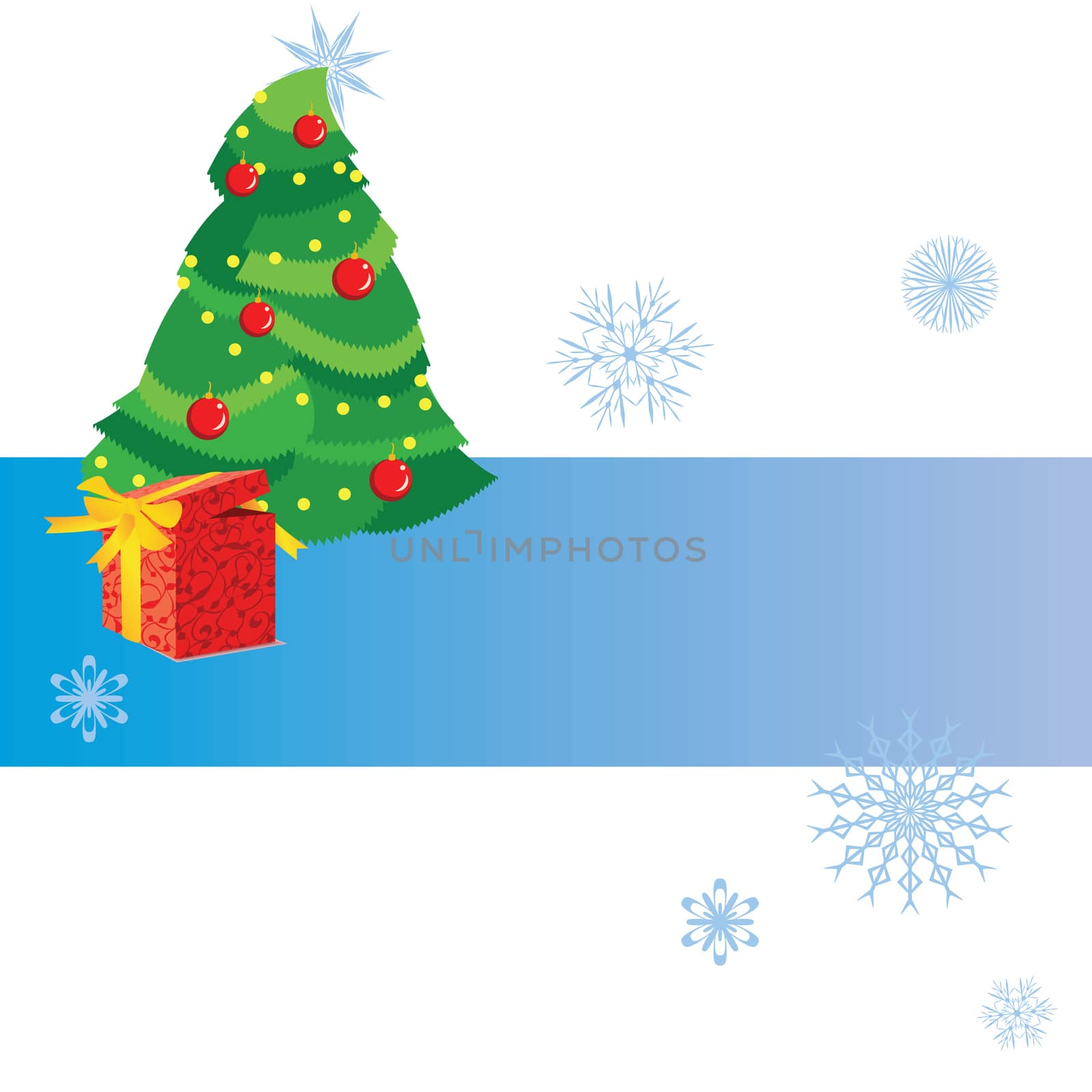 christmas tree with gift banner vector