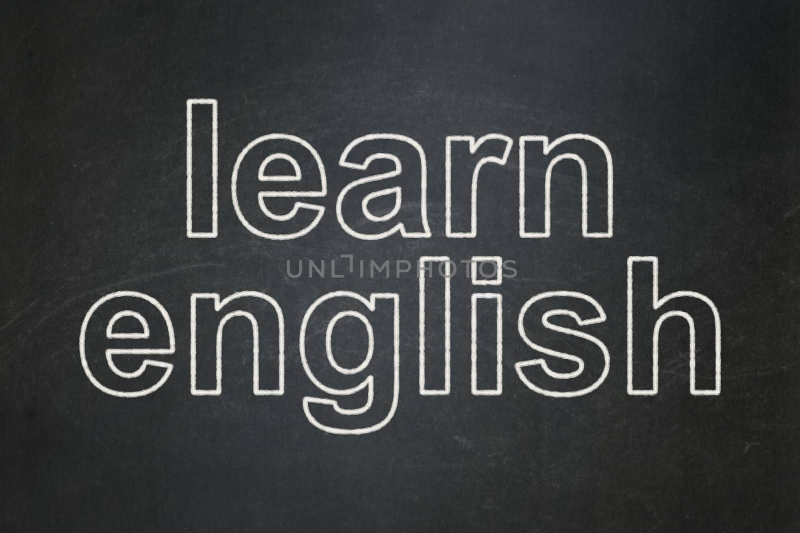 Education concept: text Learn English on Black chalkboard background