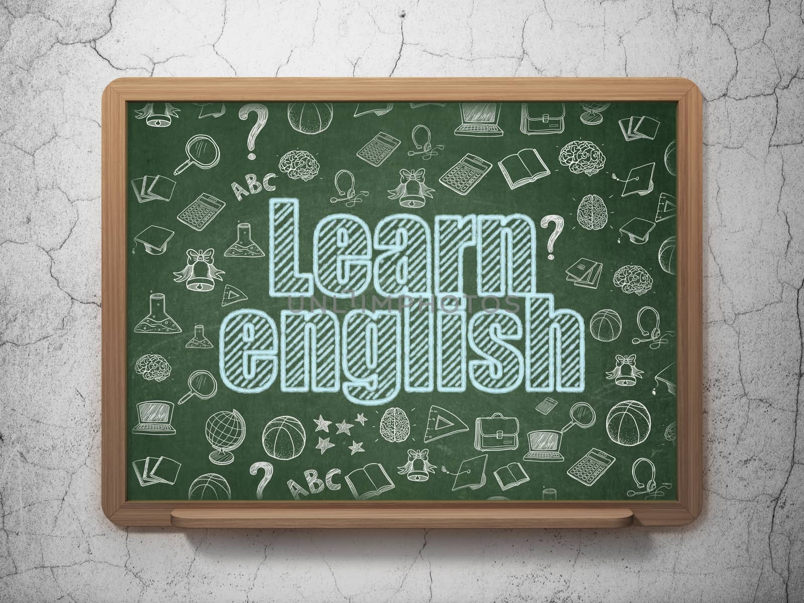 Learning concept: Learn English on School board background by maxkabakov