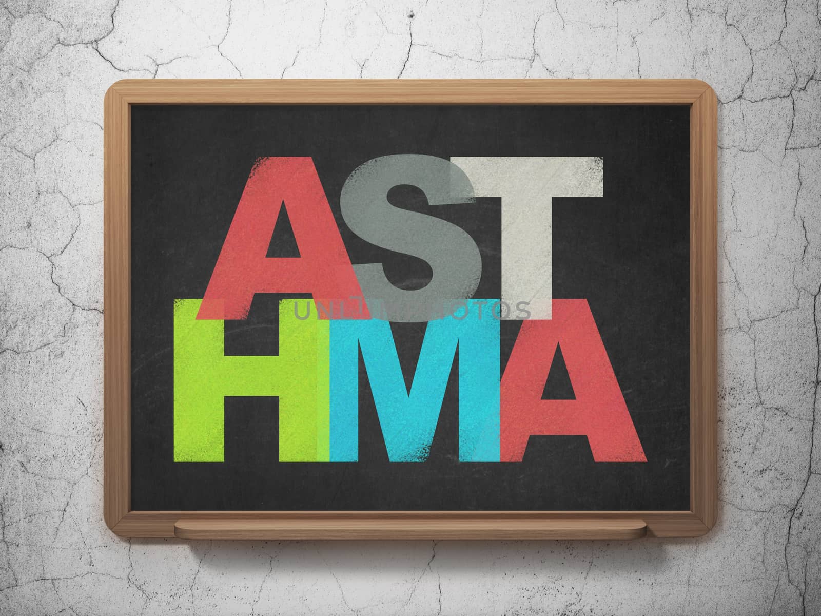 Medicine concept: Painted multicolor text Asthma on School board background, 3D Rendering