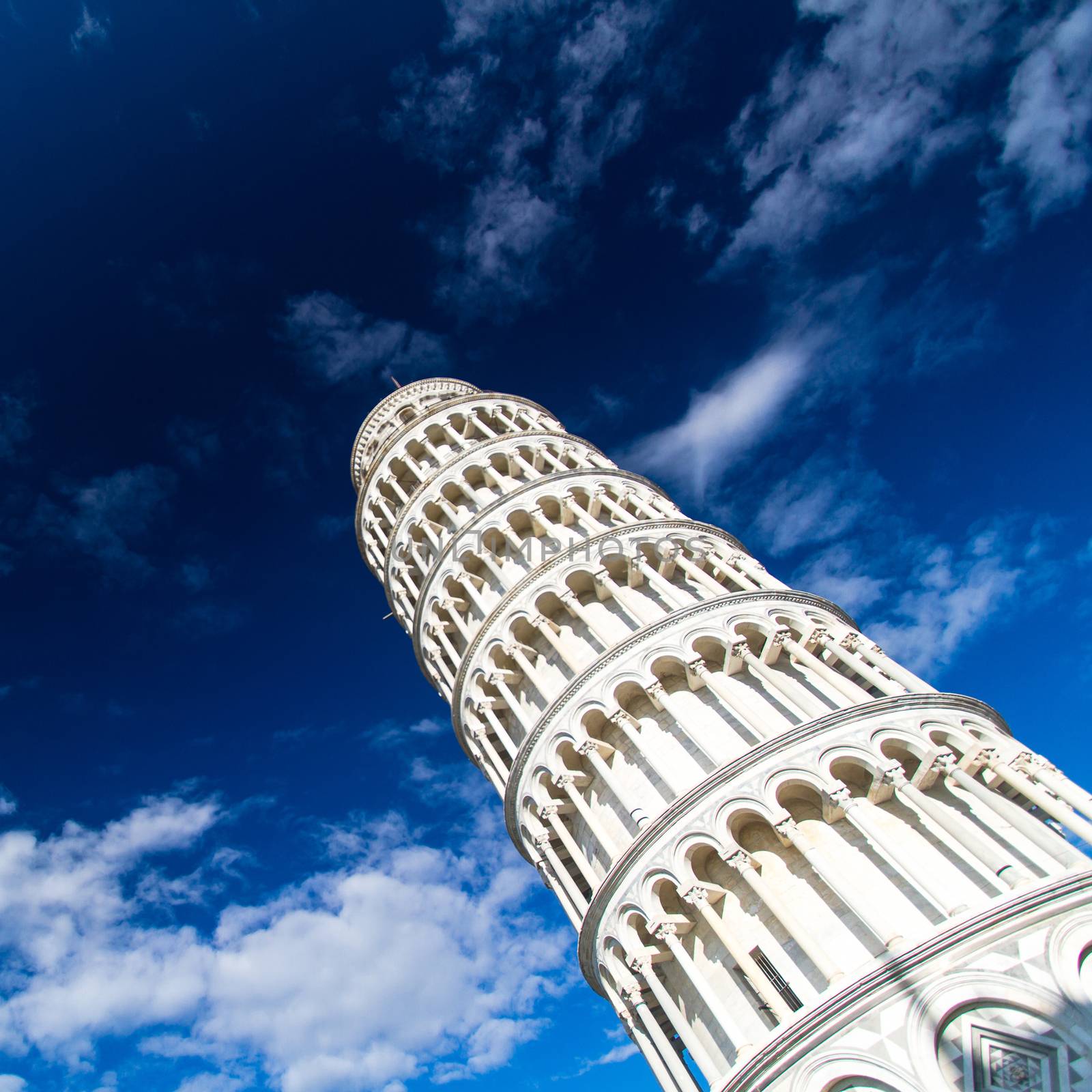 Famous leaning Pisa tower in Tuscany , Italy.