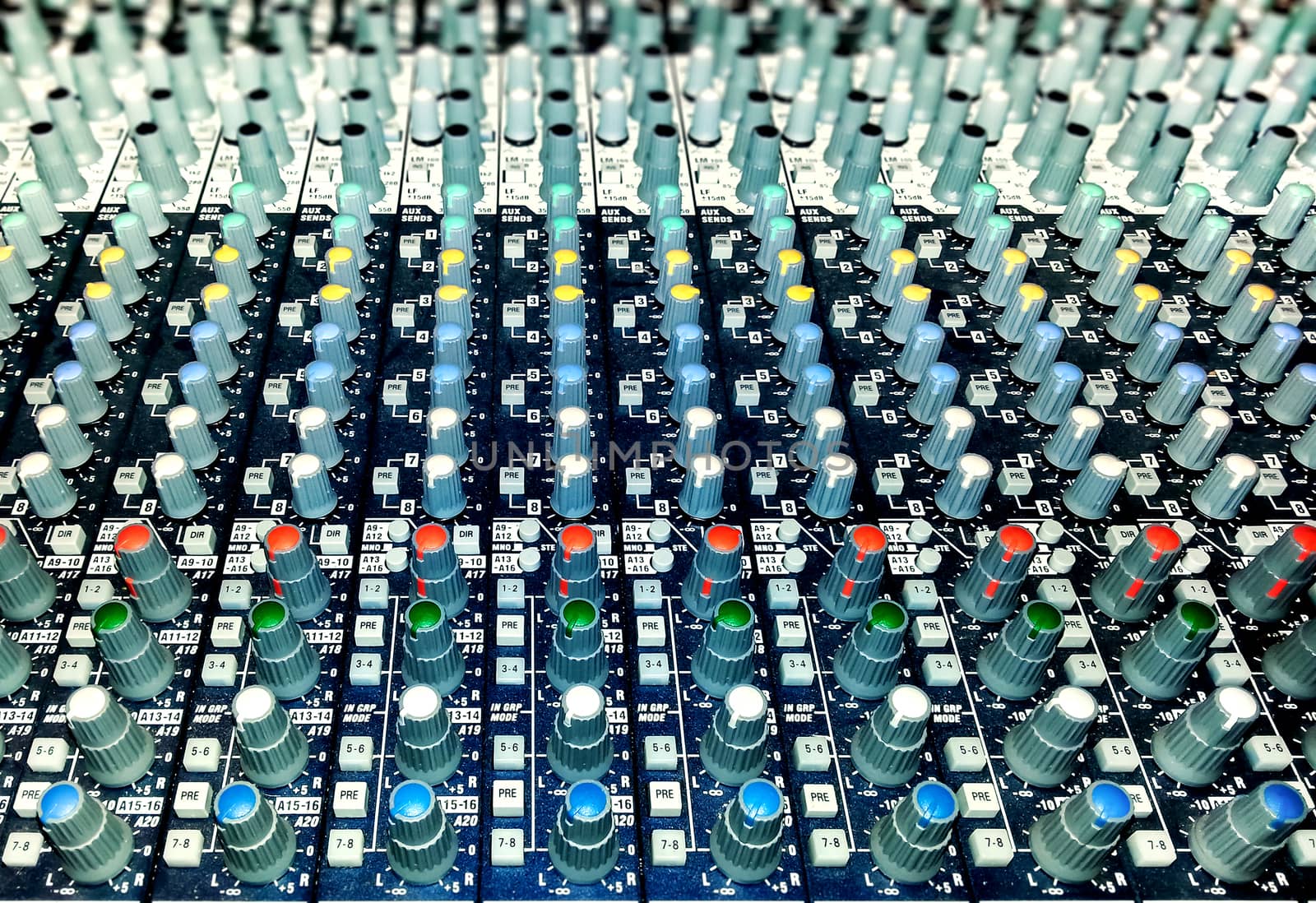  Professional  audio mixer with knobs and sliders