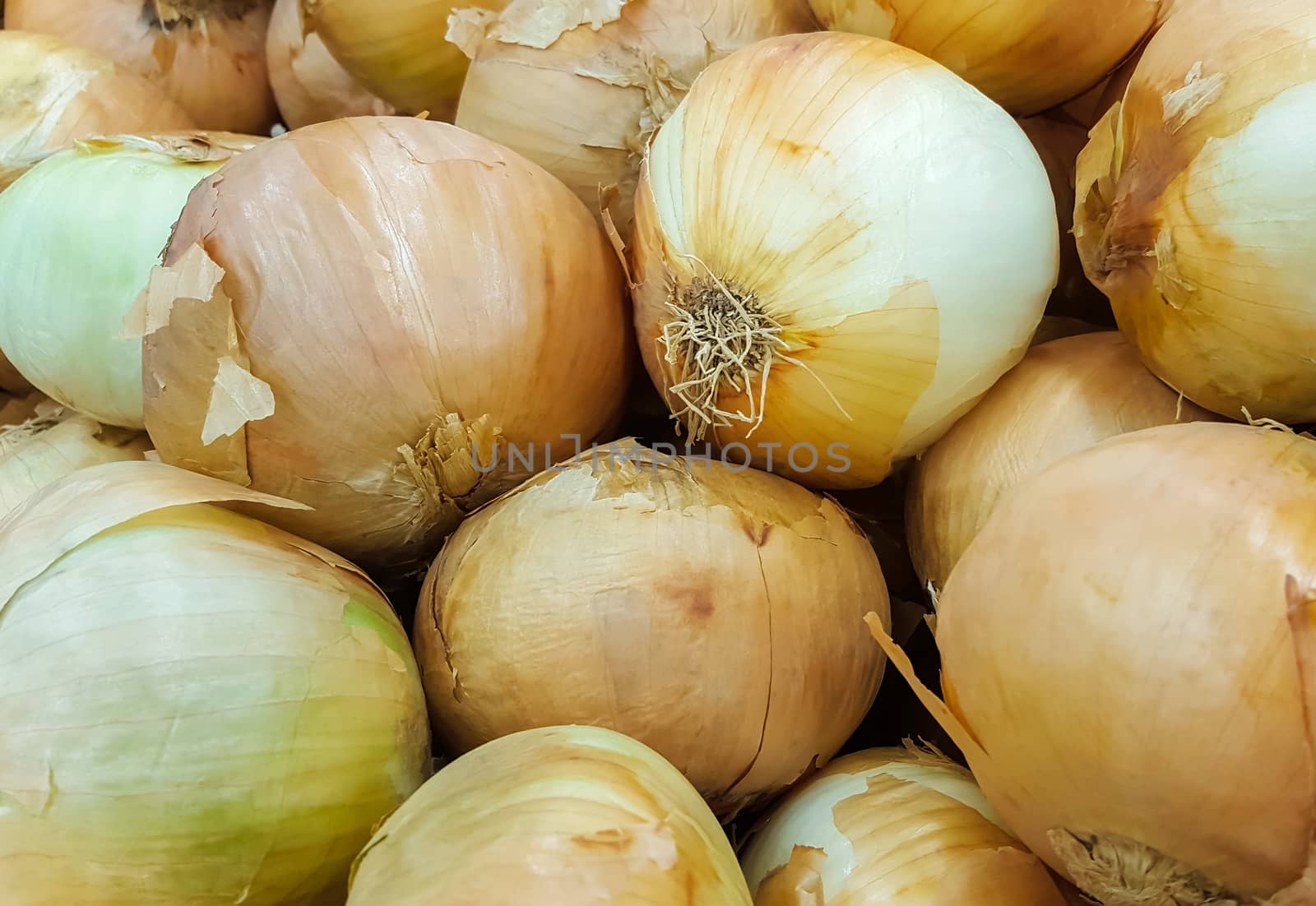 Fresh onions in the market by zeffss