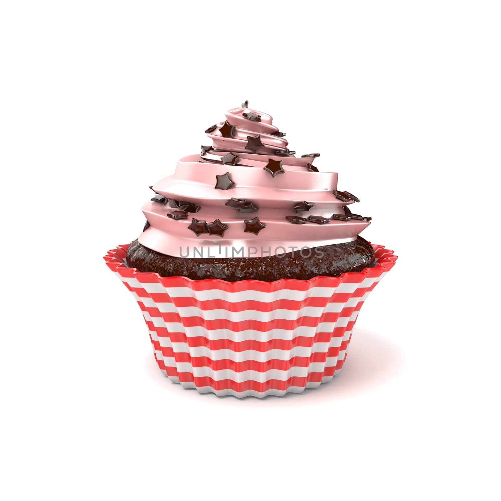 Cupcake. 3D render illustration isolated on white background