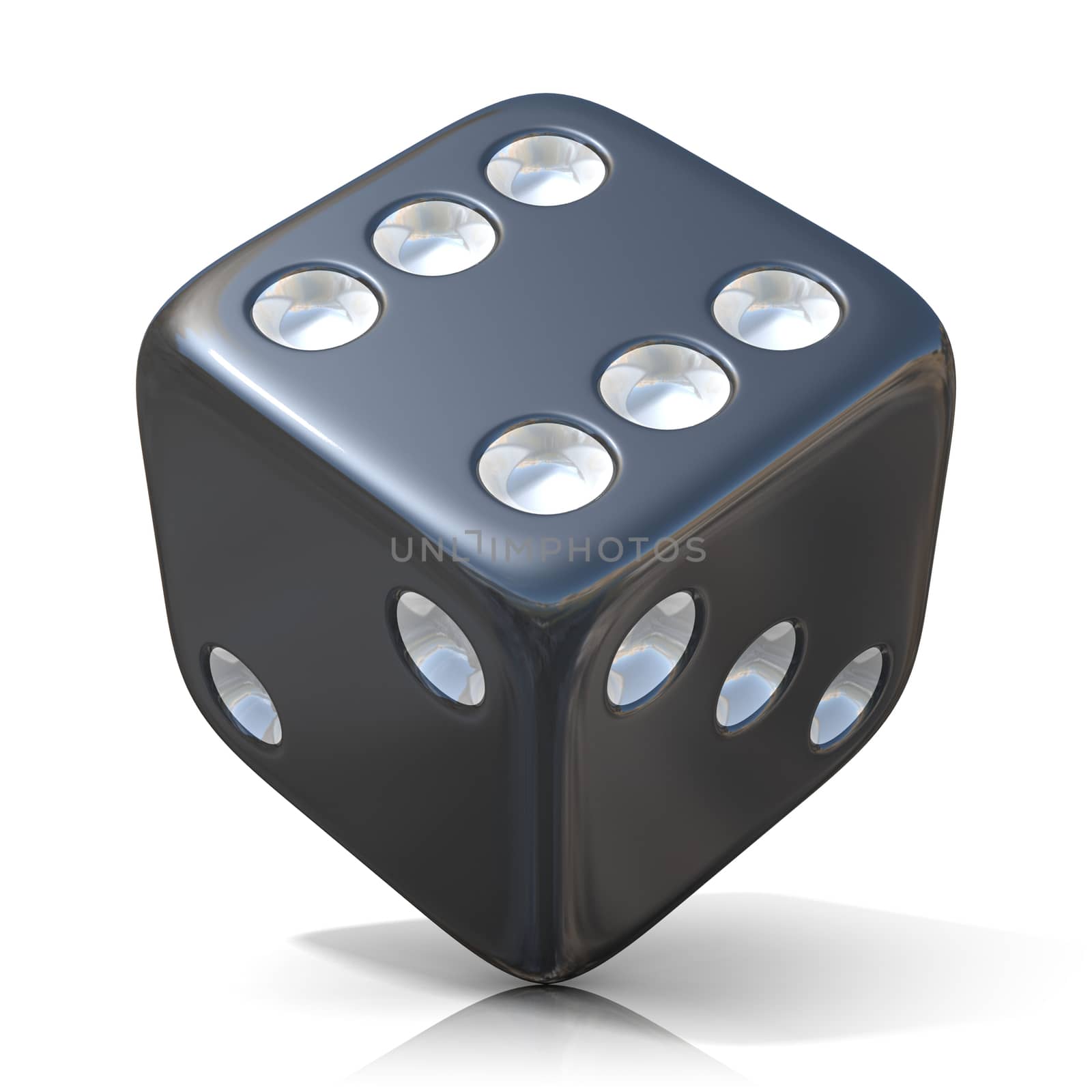 Black game dice isolated on white background