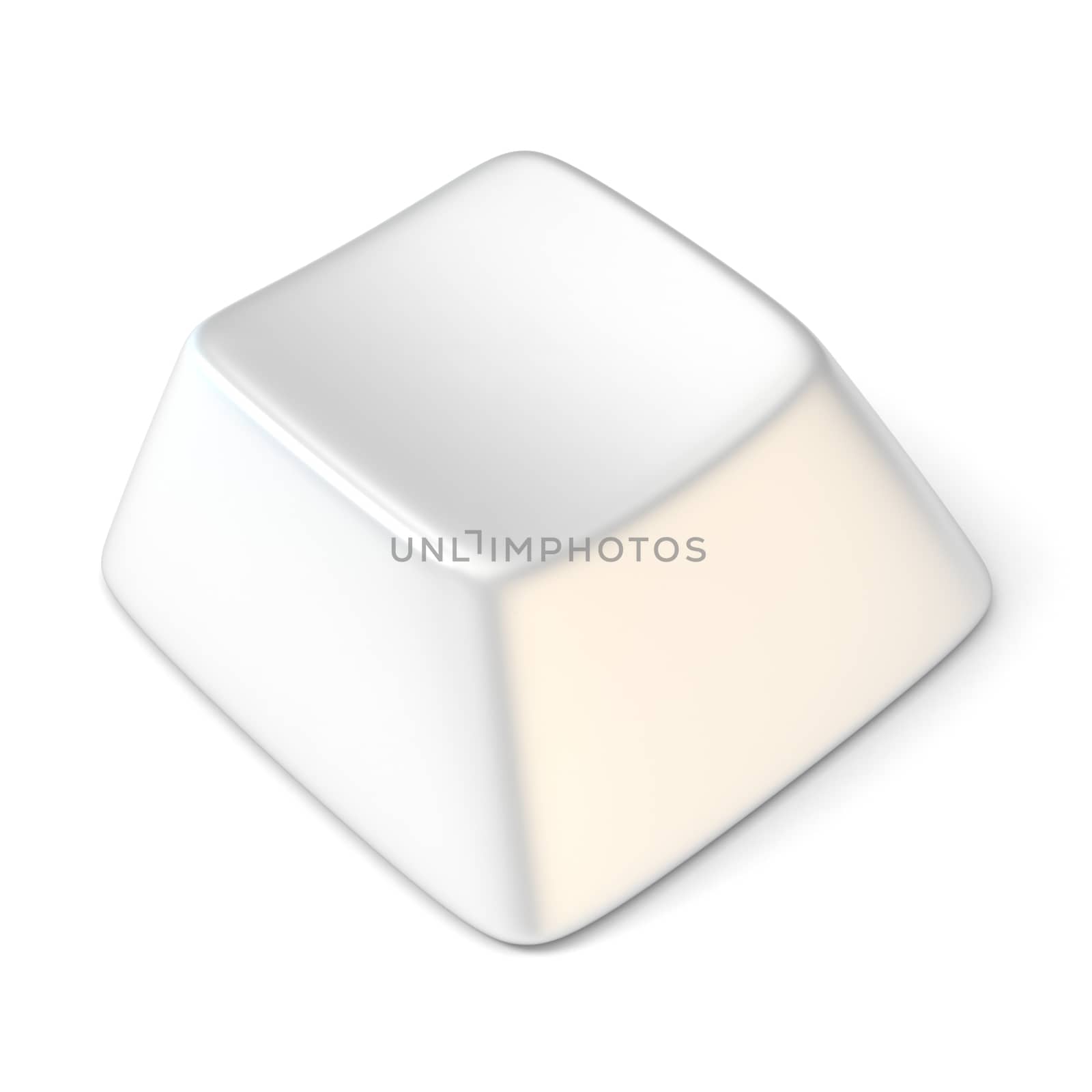 White empty computer key. Side view. 3D render illustration isolated on white background