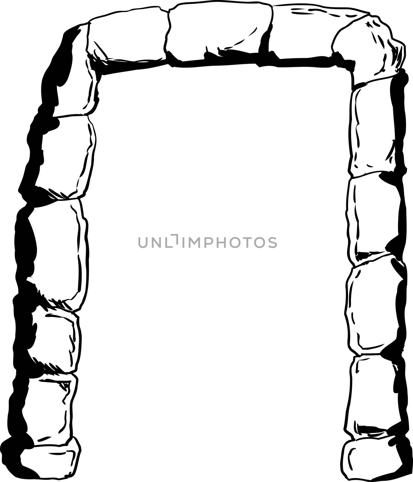 Stones in shape of an arch as portal or doorway outline illustration