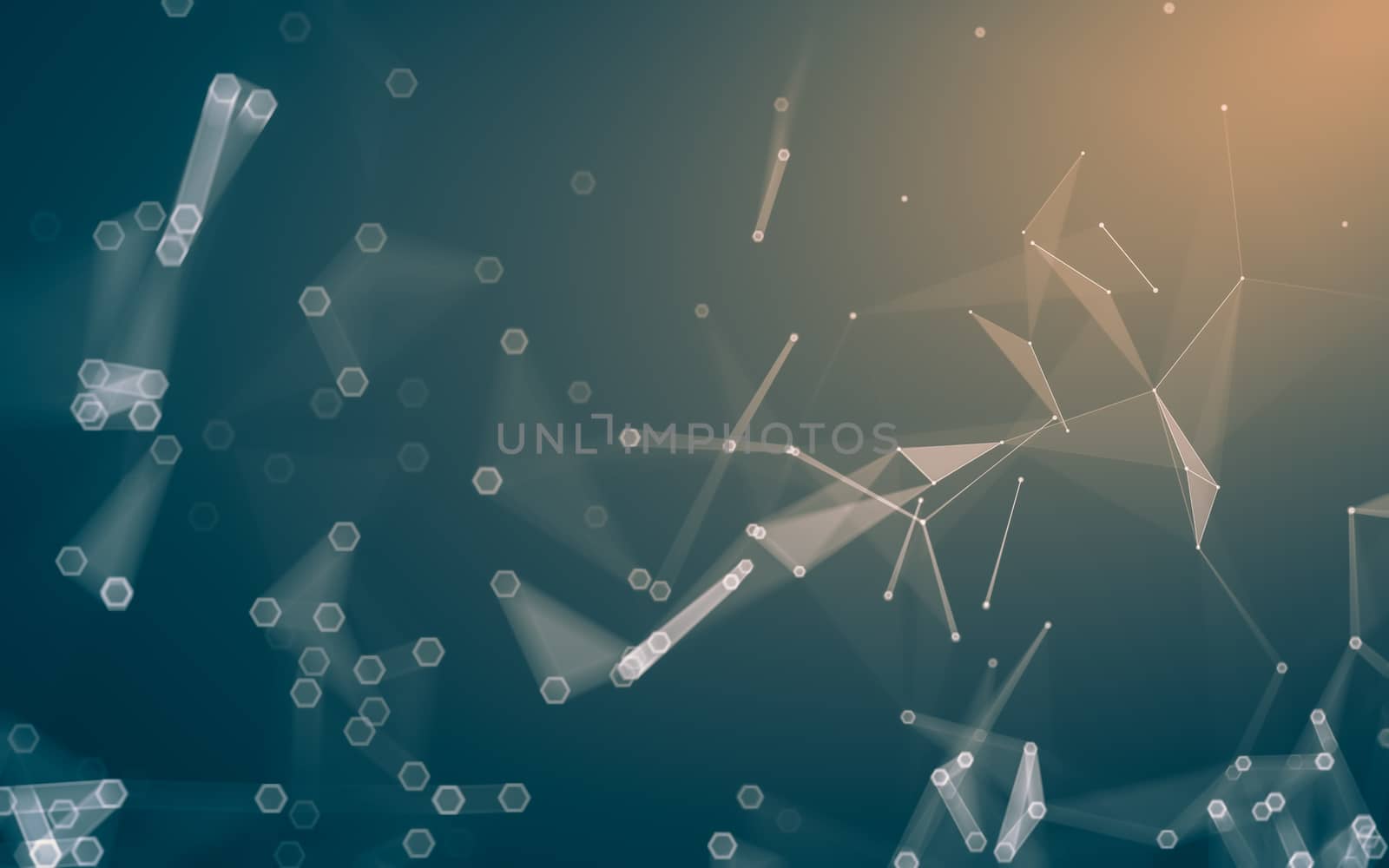 Abstract polygonal space low poly dark background with connecting dots and lines. Connection structure. 3d rendering