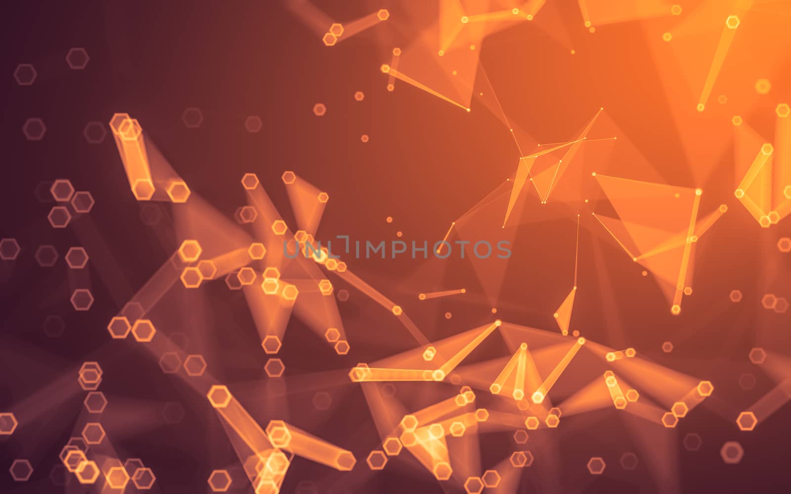 Abstract polygonal space low poly dark background with connecting dots and lines. Connection structure. 3d rendering