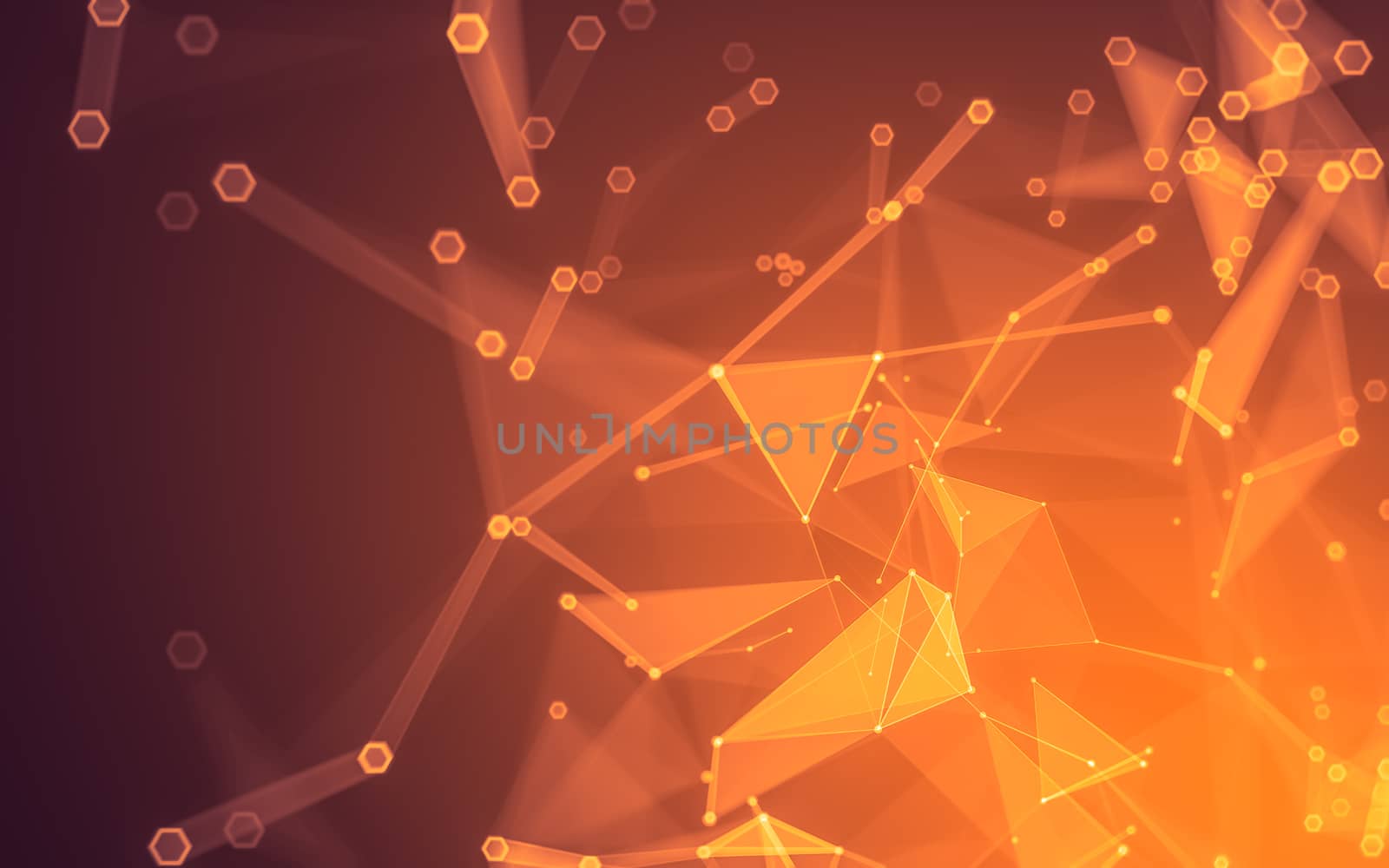 Abstract polygonal space low poly dark background with connecting dots and lines. Connection structure. 3d rendering