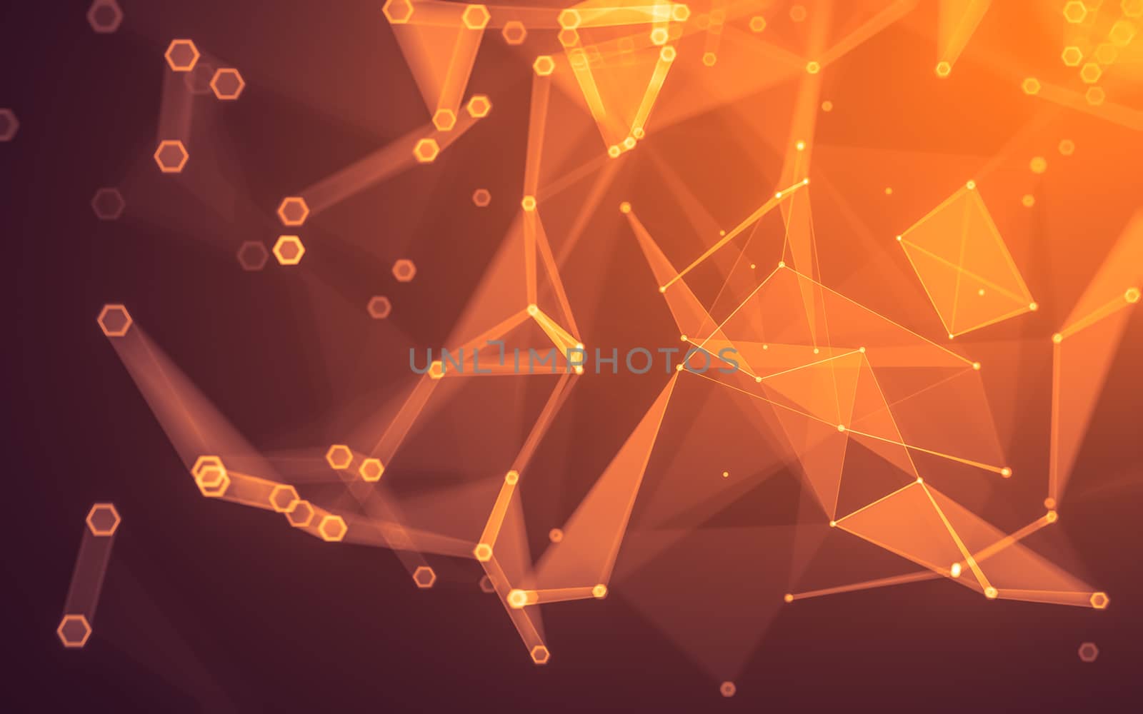 Abstract polygonal space low poly dark background, 3d rendering by teerawit