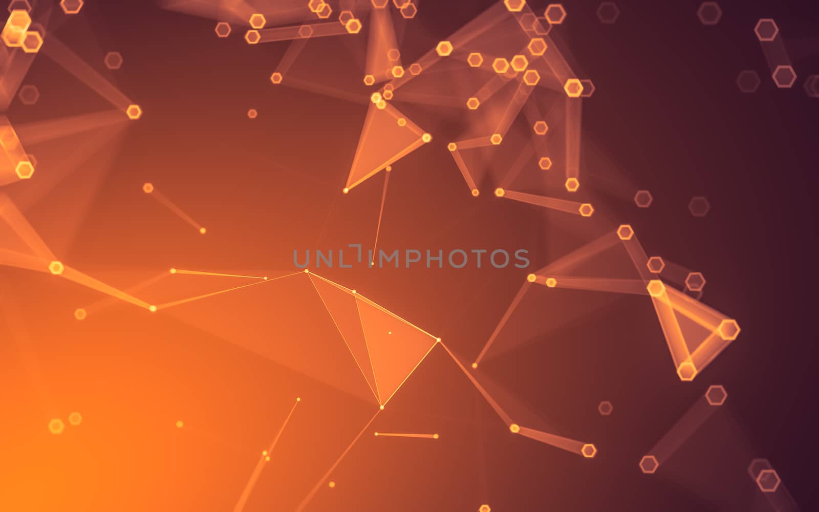 Abstract polygonal space low poly dark background with connecting dots and lines. Connection structure. 3d rendering