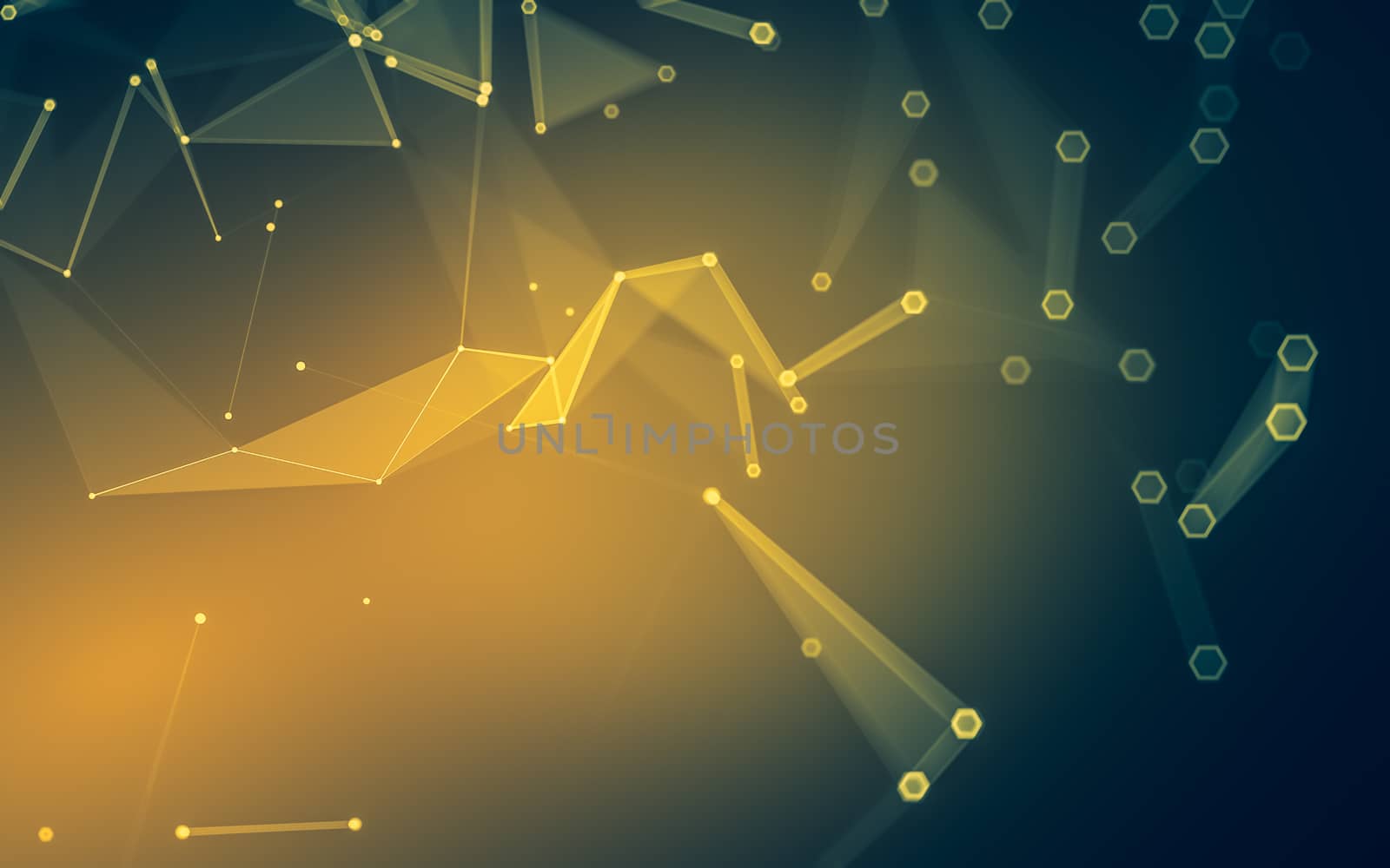 Abstract polygonal space low poly dark background with connecting dots and lines. Connection structure. 3d rendering