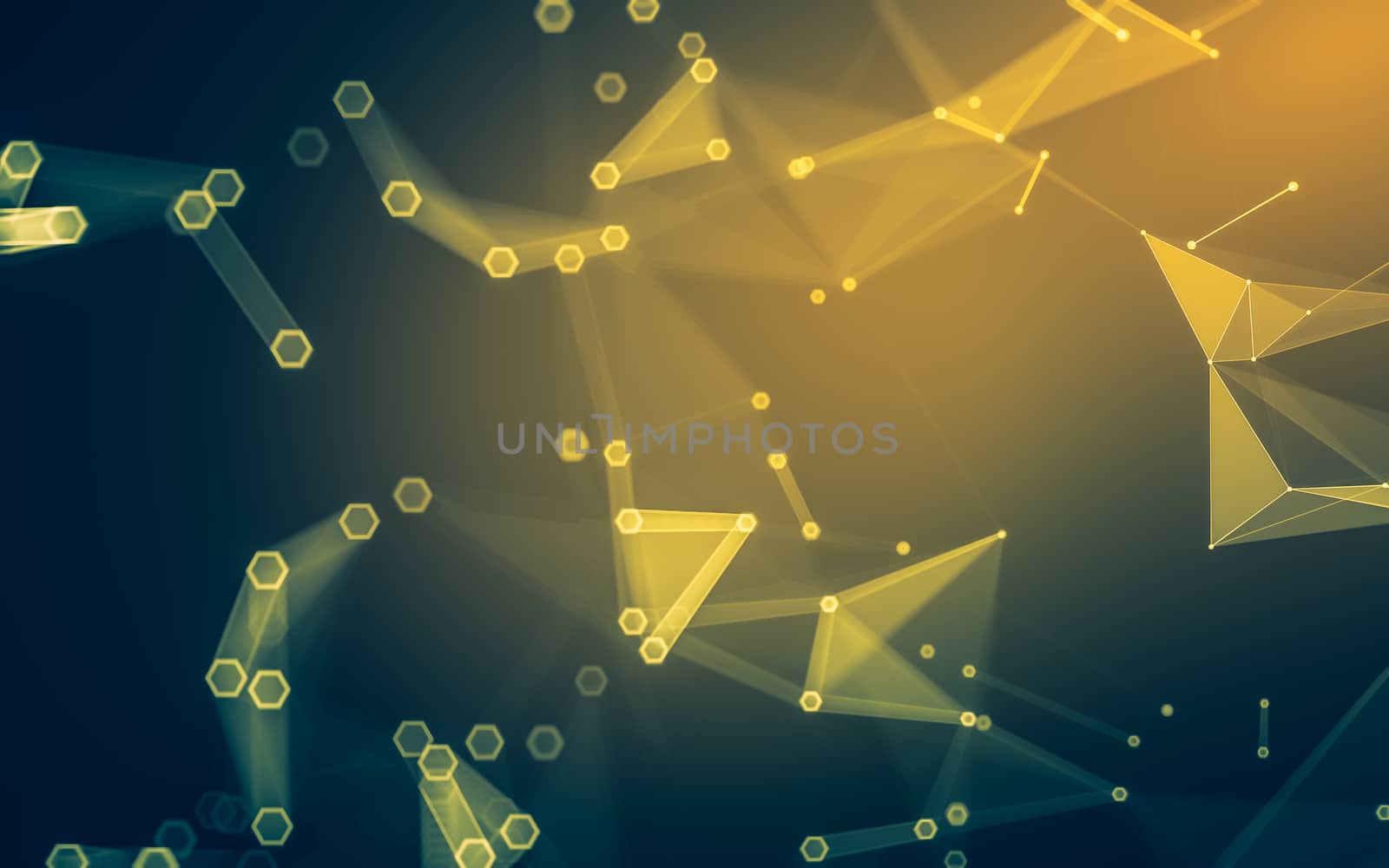 Abstract polygonal space low poly dark background with connecting dots and lines. Connection structure. 3d rendering