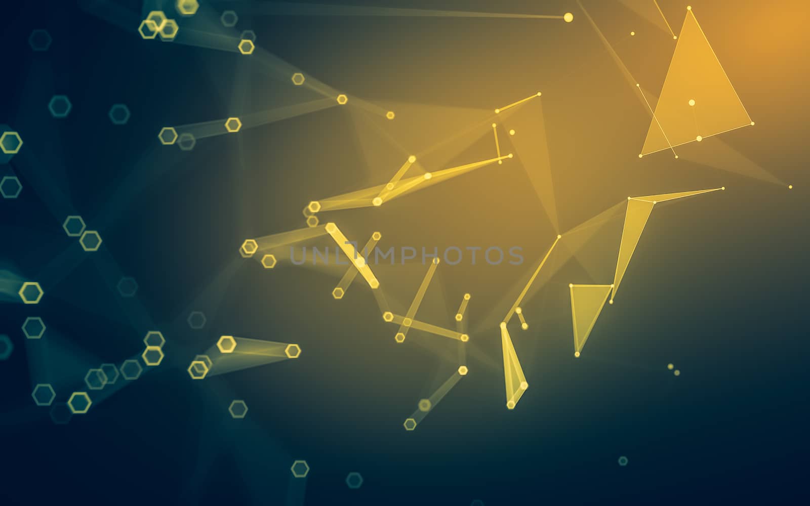 Abstract polygonal space low poly dark background, 3d rendering by teerawit