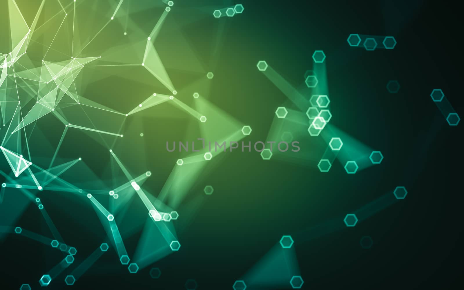 Abstract polygonal space low poly dark background with connecting dots and lines. Connection structure. 3d rendering