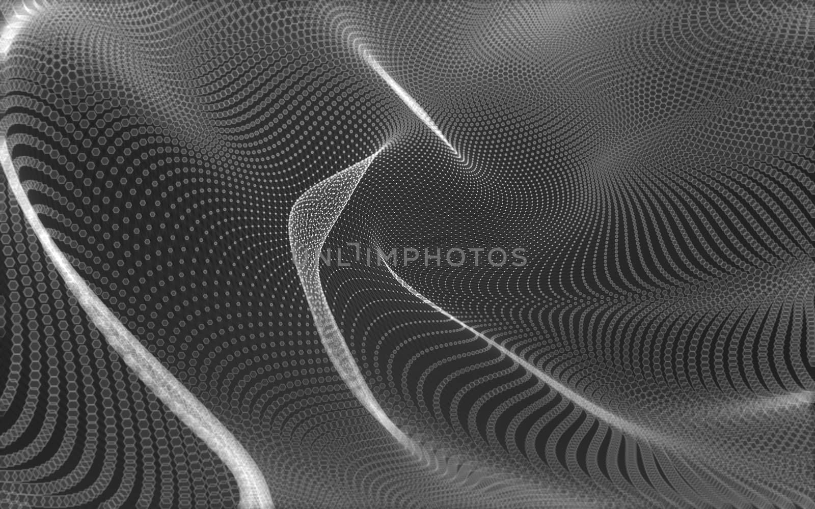 Abstract polygonal space low poly dark background with connecting dots and lines. Connection structure. 3d rendering