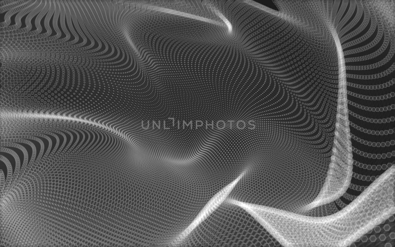 Abstract polygonal space low poly dark background with connecting dots and lines. Connection structure. 3d rendering