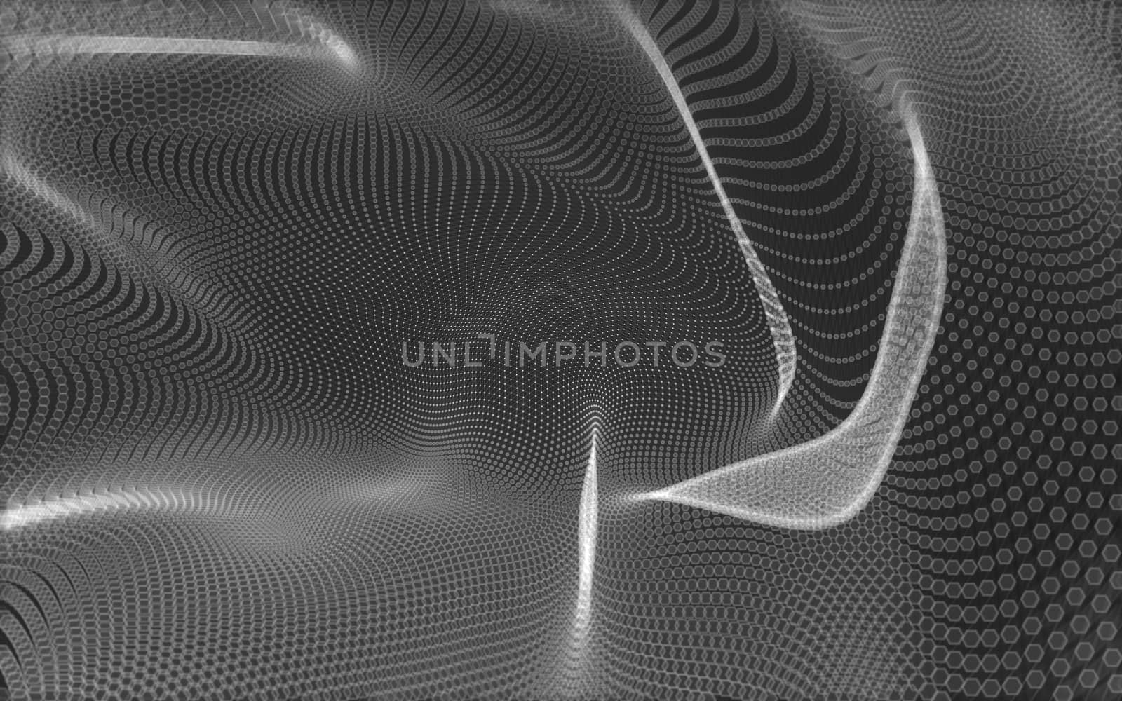 Abstract polygonal space low poly dark background with connecting dots and lines. Connection structure. 3d rendering