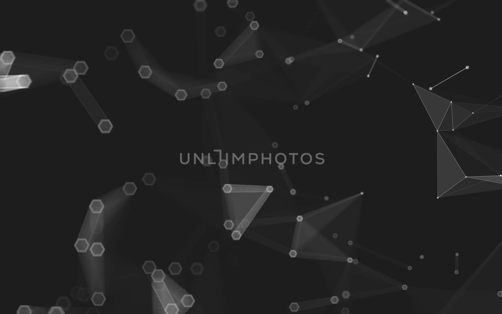 Abstract polygonal space low poly dark background with connecting dots and lines. Connection structure. 3d rendering