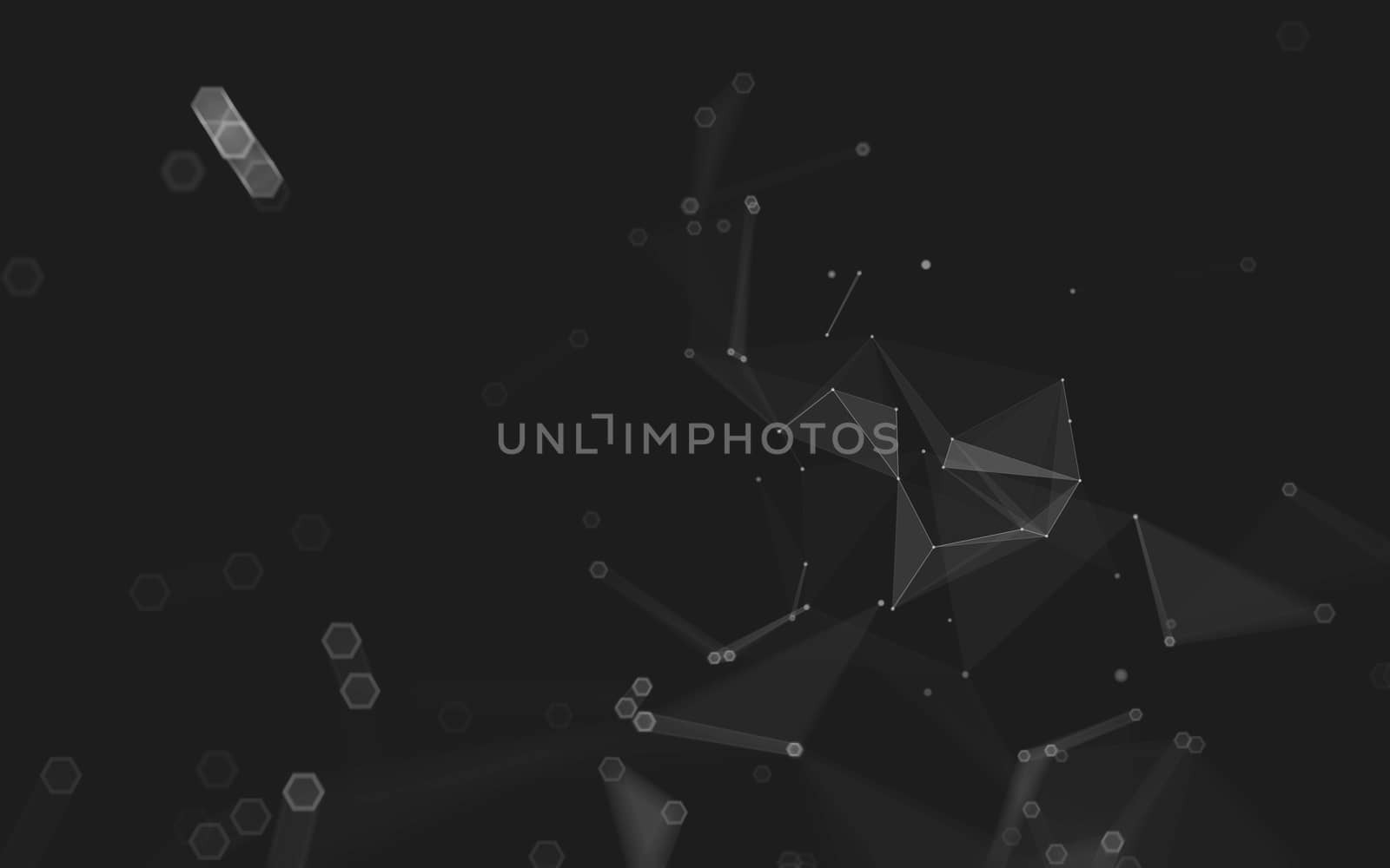 Abstract polygonal space low poly dark background, 3d rendering by teerawit