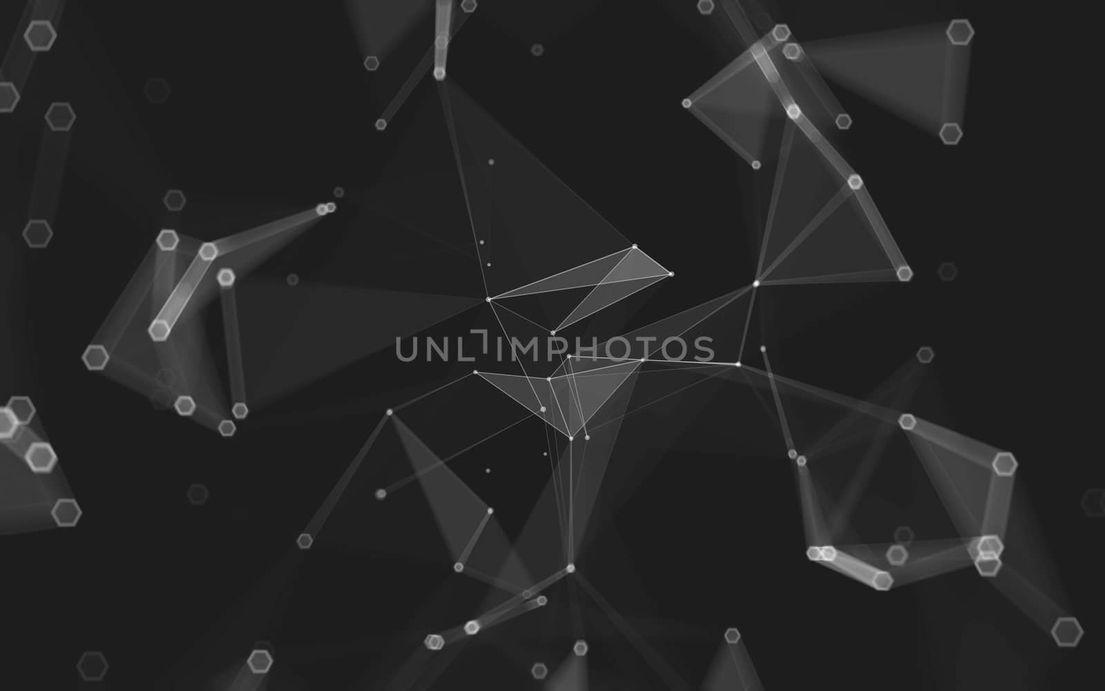 Abstract polygonal space low poly dark background, 3d rendering by teerawit