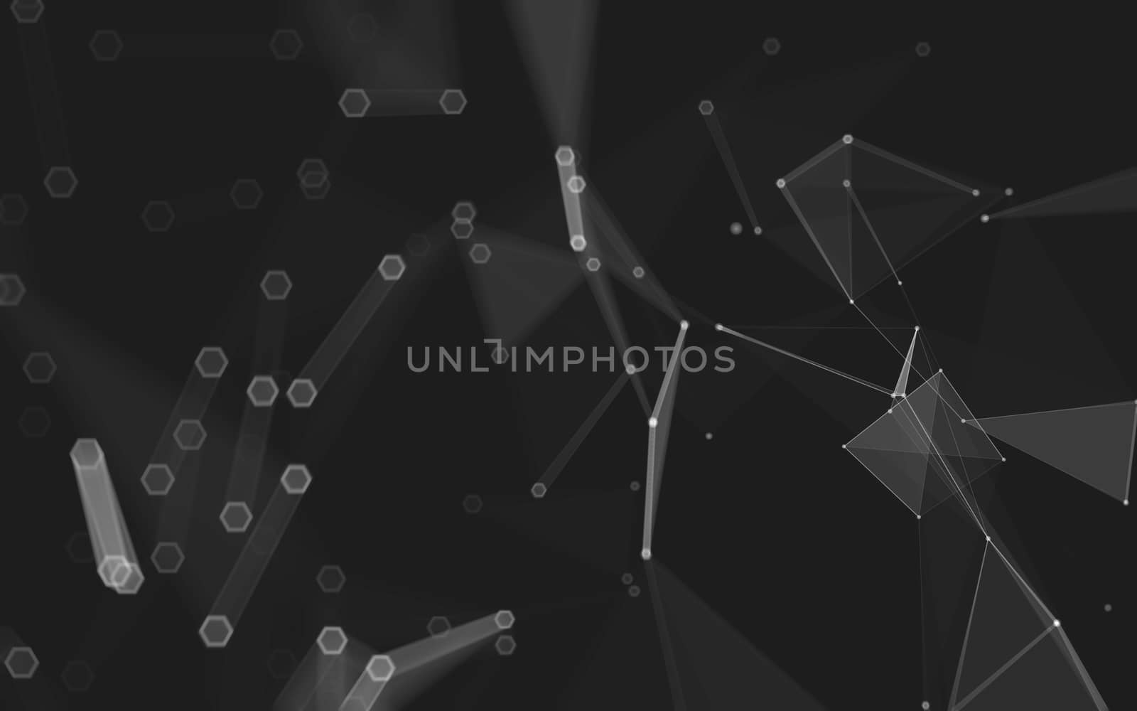 Abstract polygonal space low poly dark background, 3d rendering by teerawit