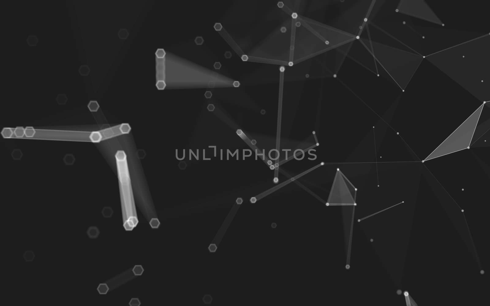 Abstract polygonal space low poly dark background, 3d rendering by teerawit