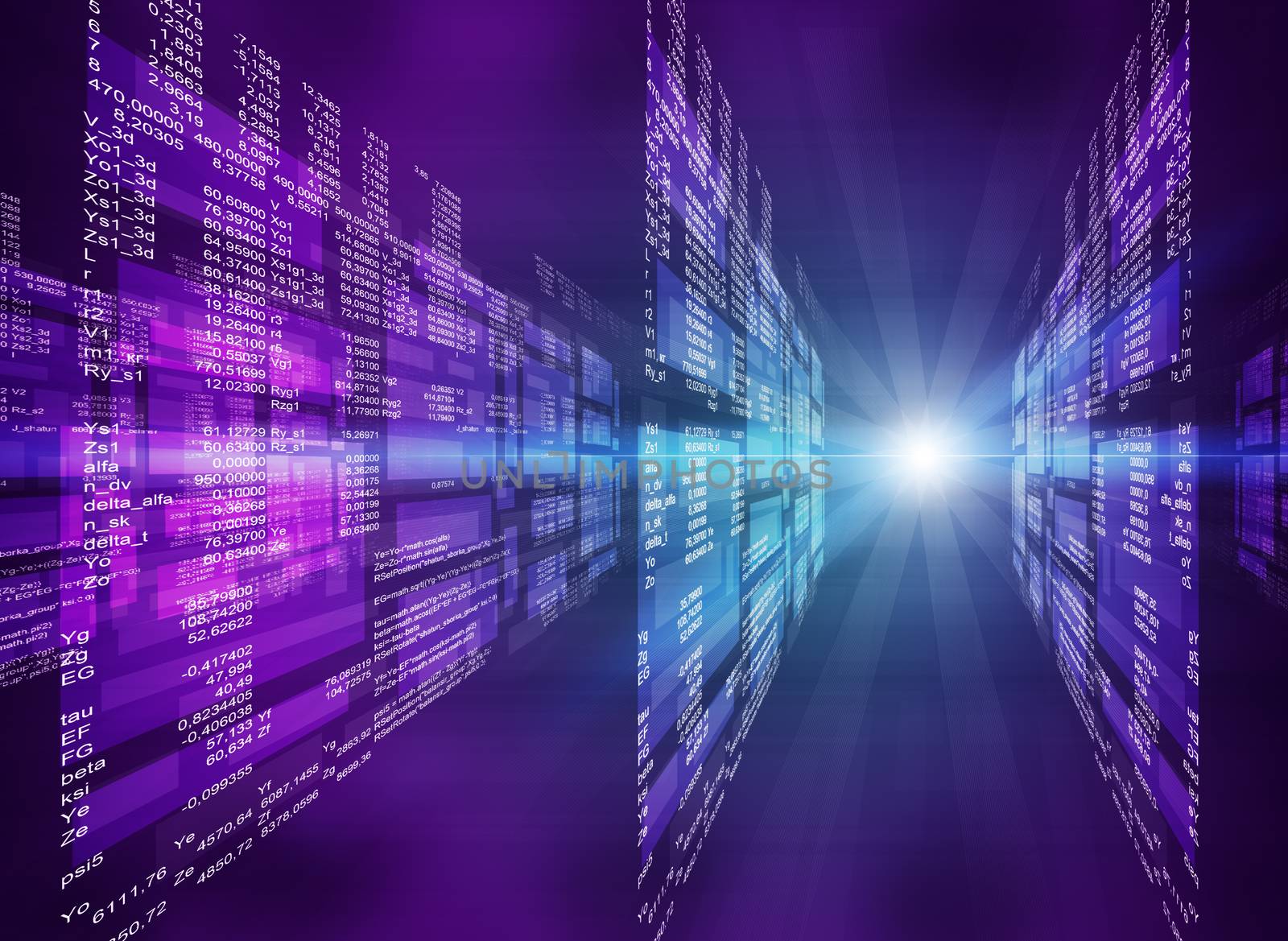 Modern display of data source code. Computer concept