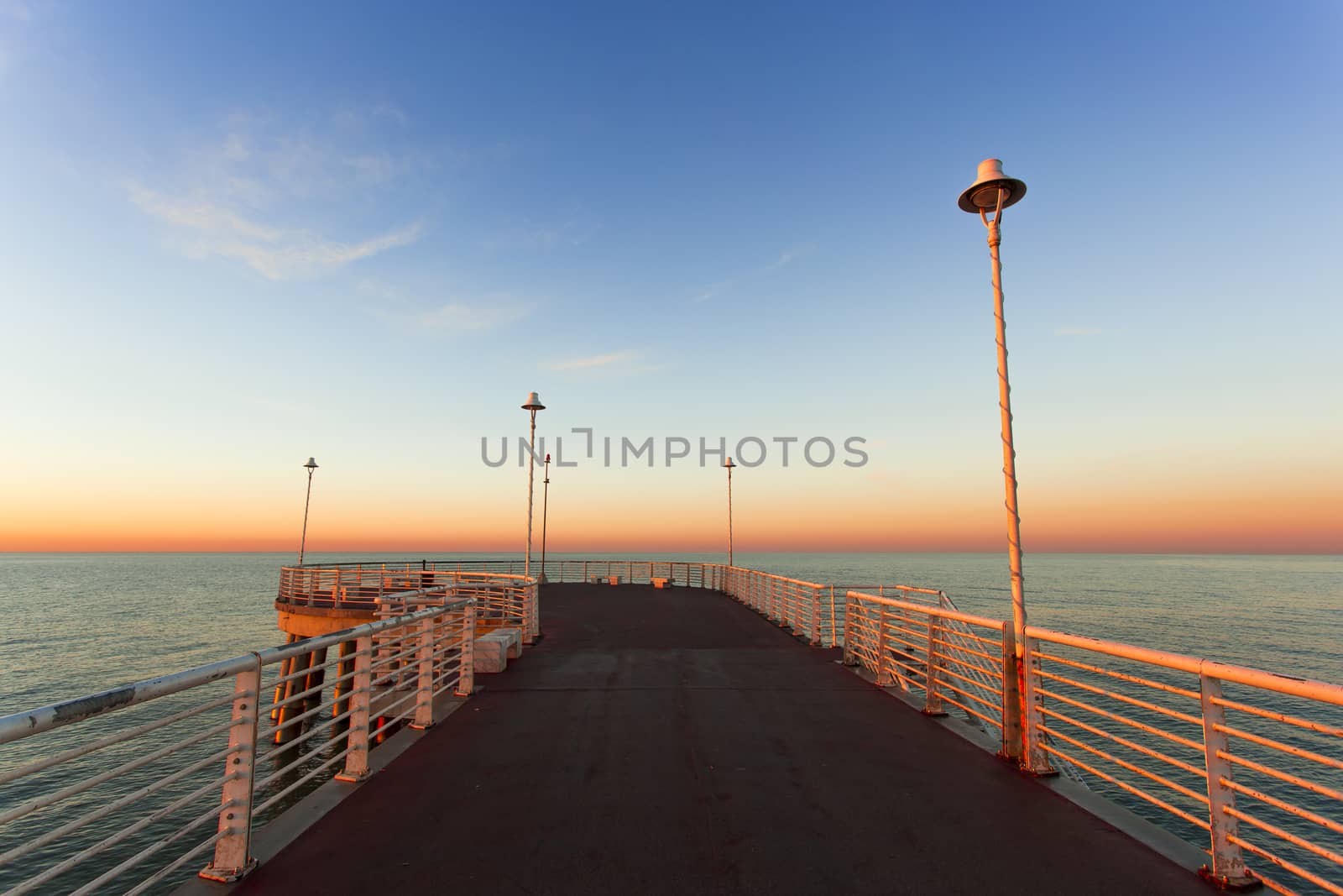 Special vision from the jetty of Marina di Massa to dawn of the new year