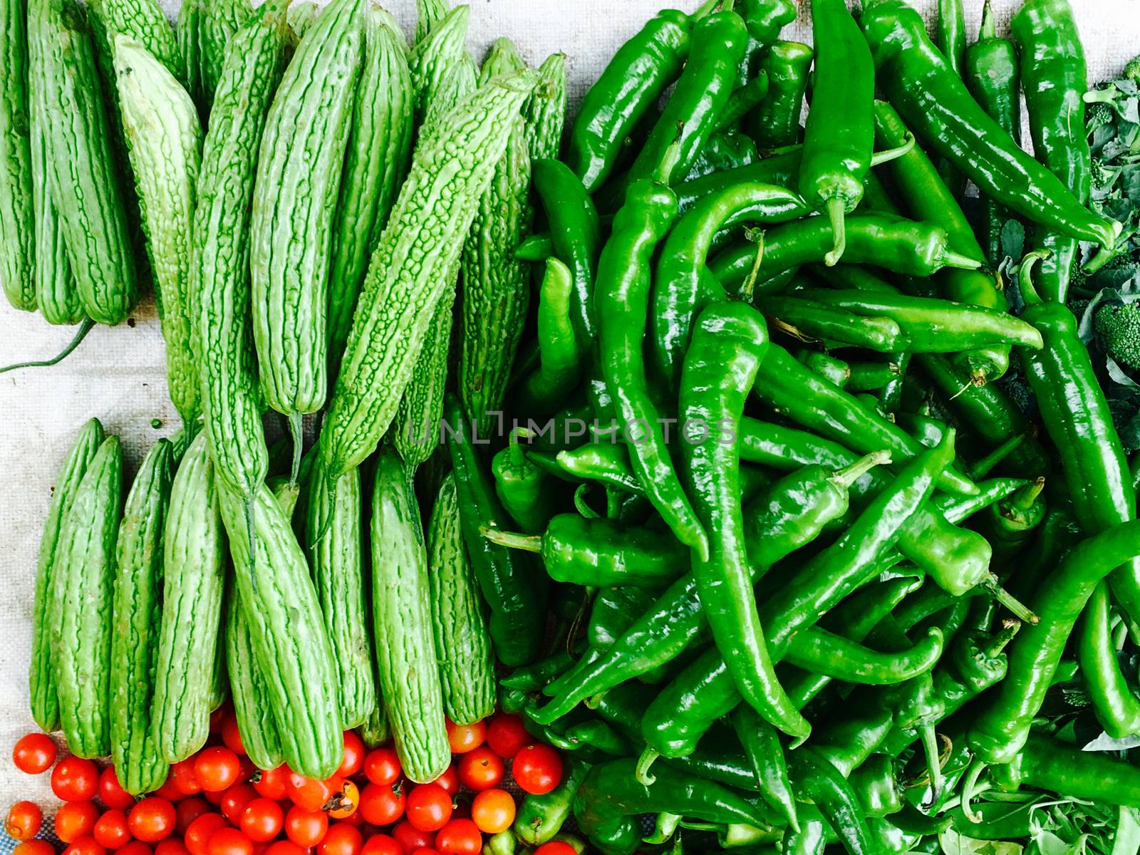 fresh market gourd and green bell pepper chili