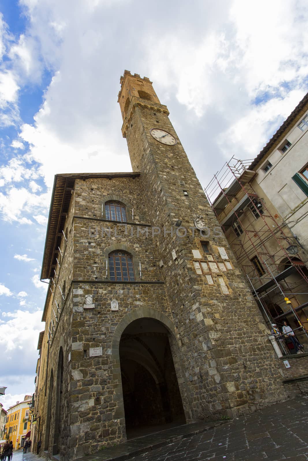 Prior's Palace, Montalcino, SI, IT- October 4, 2015. Bottom view of Prior's Palace of Montalcino.