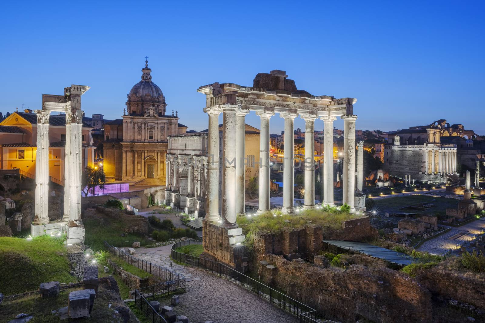 Ruins of Forum Romanum on Capitolium hill in Rome, Italy