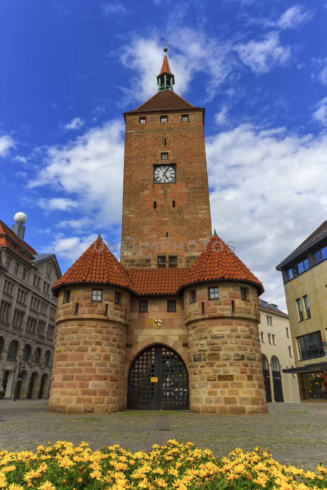 The white tower, Weisser Turm, in Nuremberg, Bavaria, Germany by Elenaphotos21