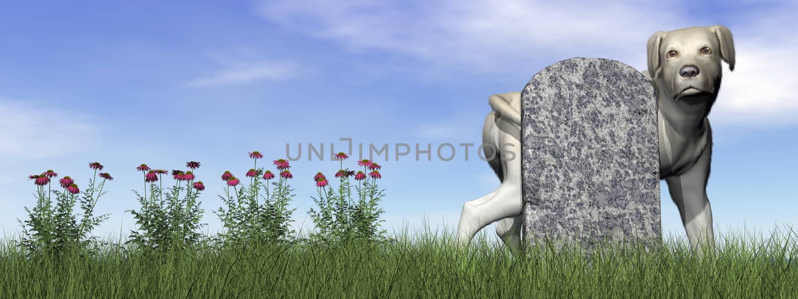 Tombstone with labrador dog - 3D render by Elenaphotos21