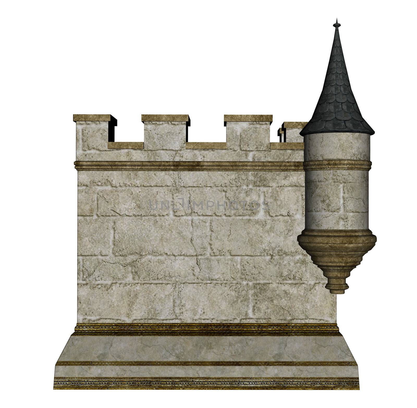 Castle wall and tower - 3D render by Elenaphotos21