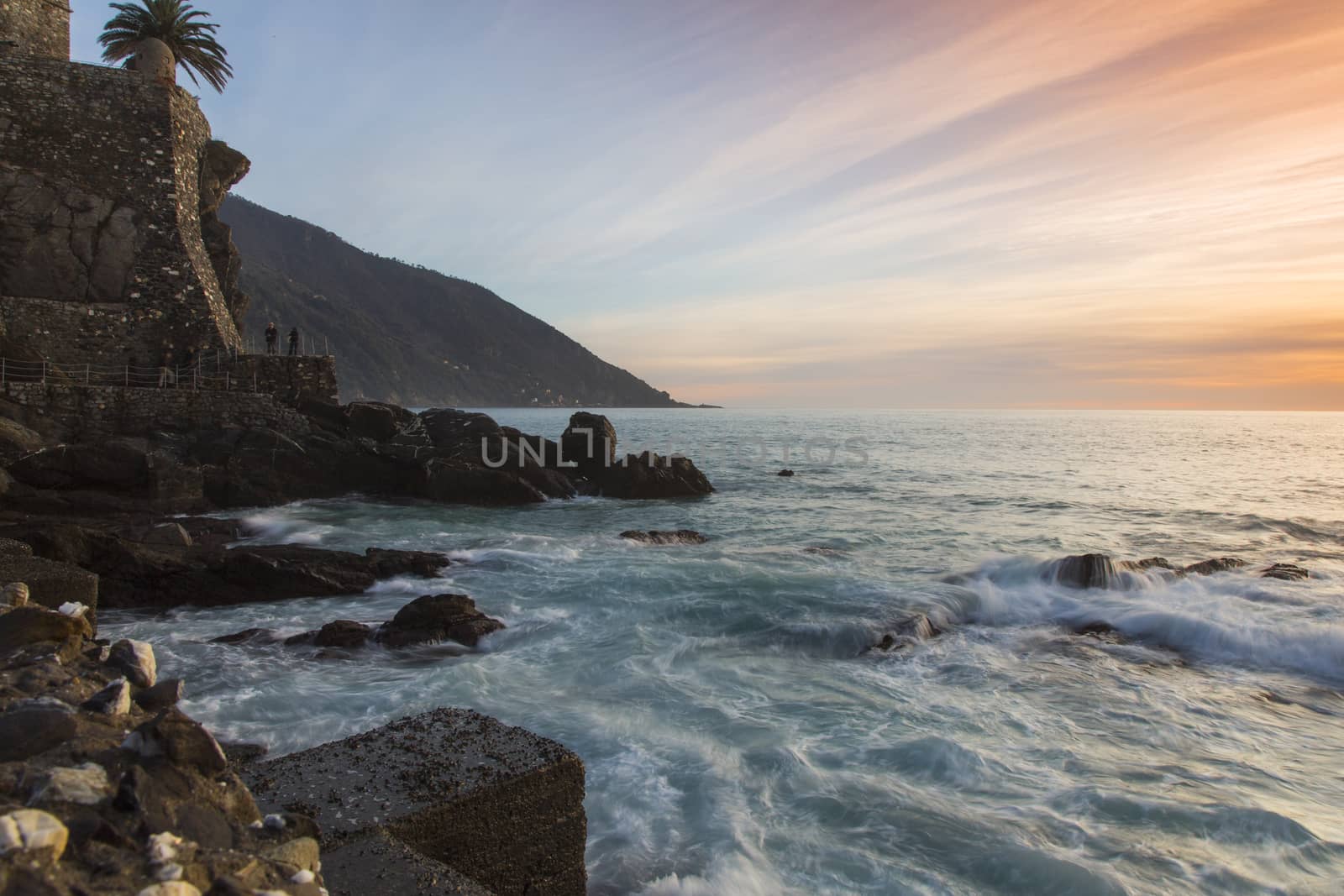 Sunset view of a portion of the bay of a Ligurian locality