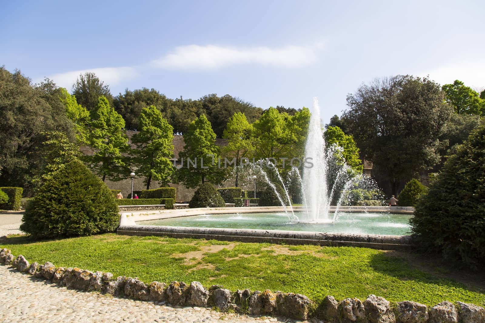 View of a fountain in a historic city of Tuscan