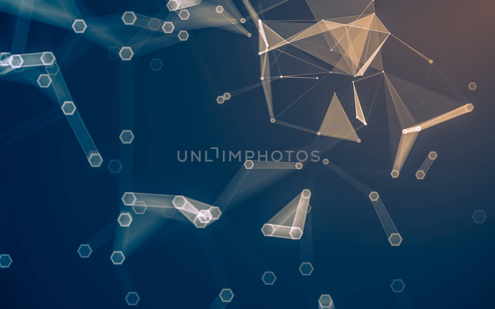 Abstract polygonal space low poly dark background with connecting dots and lines. Connection structure. 3d rendering