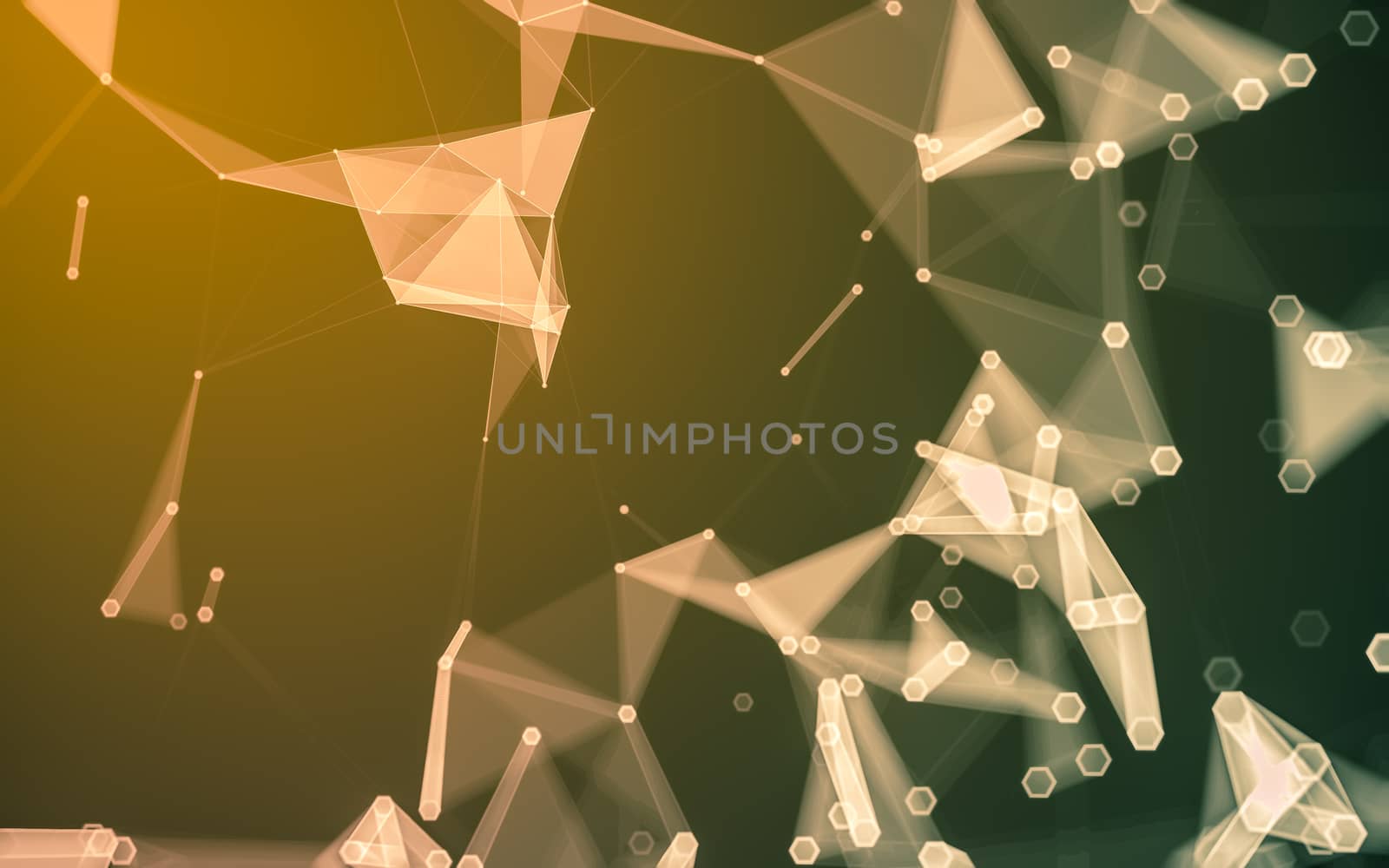 Abstract polygonal space low poly dark background with connecting dots and lines. Connection structure. 3d rendering