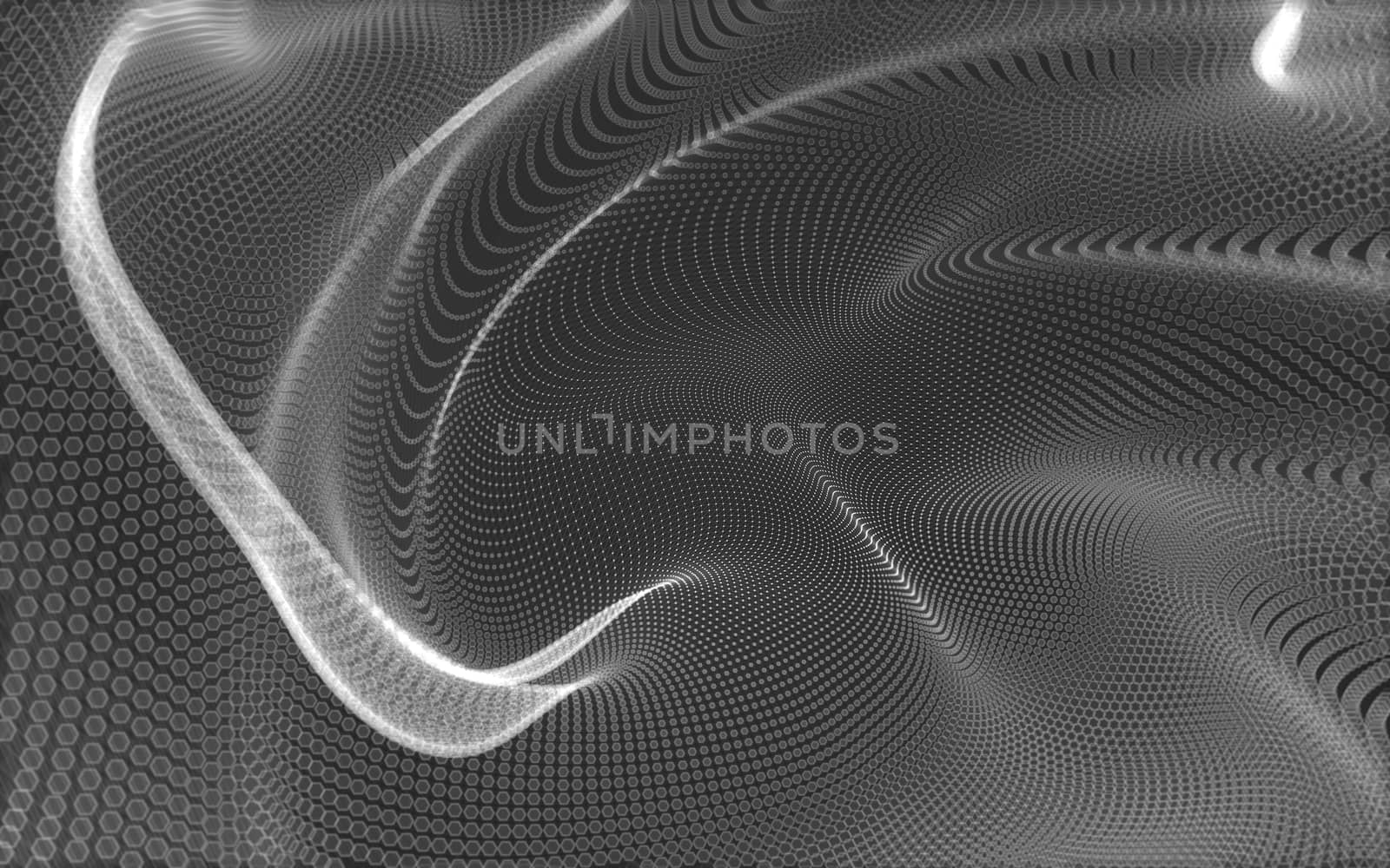 Abstract polygonal space low poly dark background with connecting dots and lines. Connection structure. 3d rendering