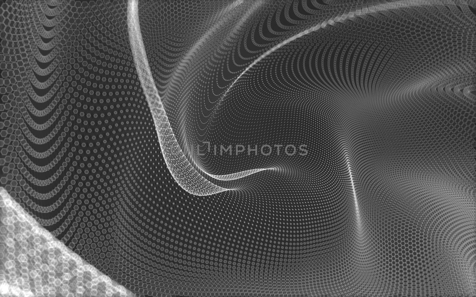 Abstract polygonal space low poly dark background with connecting dots and lines. Connection structure. 3d rendering