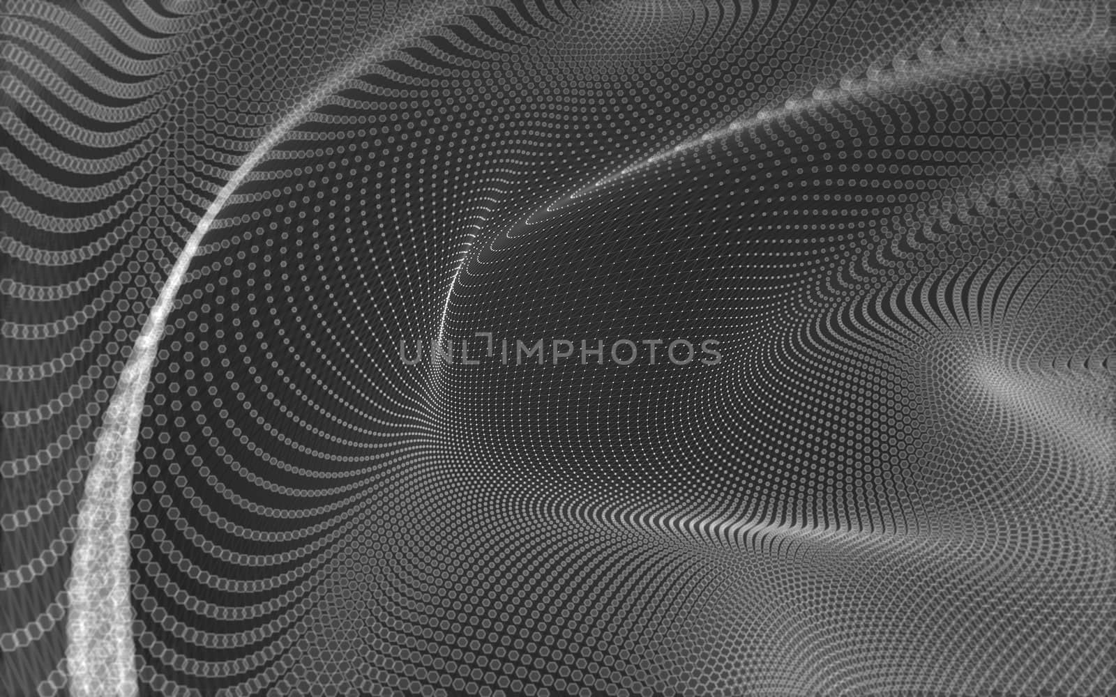 Abstract polygonal space low poly dark background with connecting dots and lines. Connection structure. 3d rendering