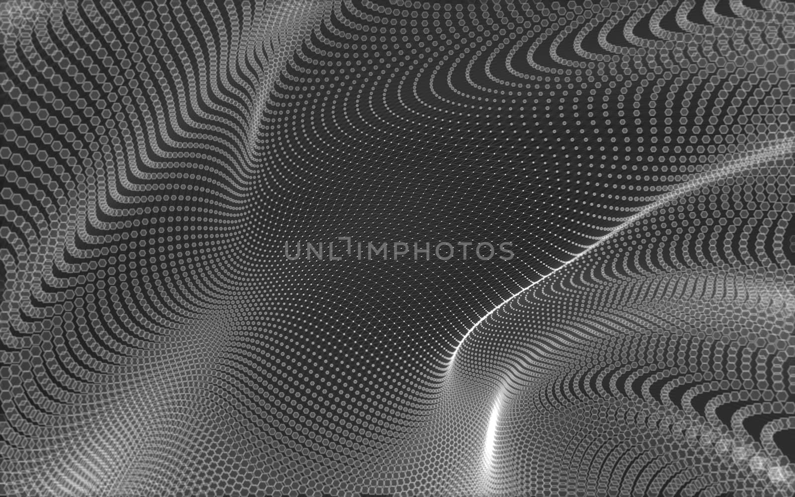 Abstract polygonal space low poly dark background with connecting dots and lines. Connection structure. 3d rendering