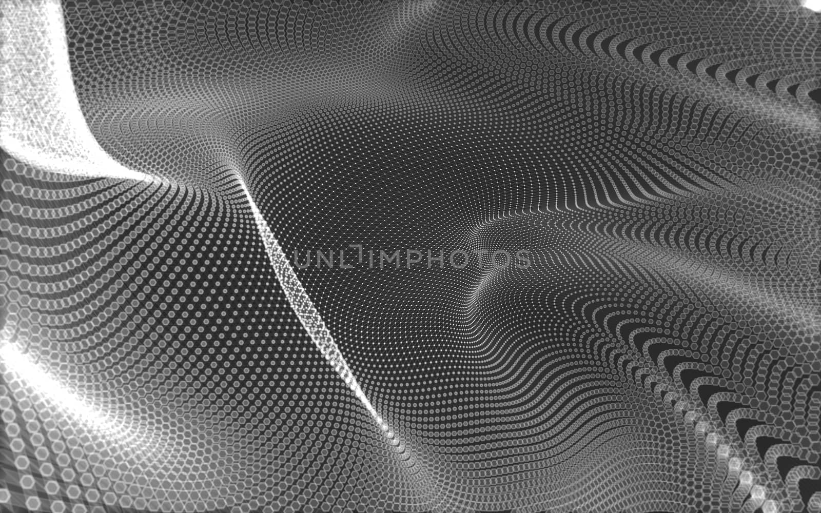 Abstract polygonal space low poly dark background with connecting dots and lines. Connection structure. 3d rendering