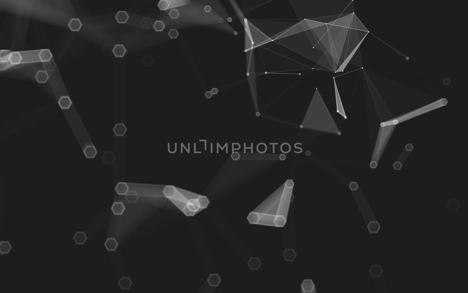 Abstract polygonal space low poly dark background with connecting dots and lines. Connection structure. 3d rendering