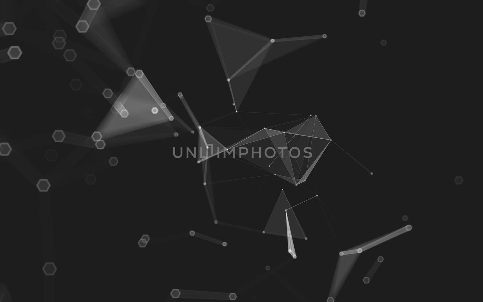 Abstract polygonal space low poly dark background with connecting dots and lines. Connection structure. 3d rendering