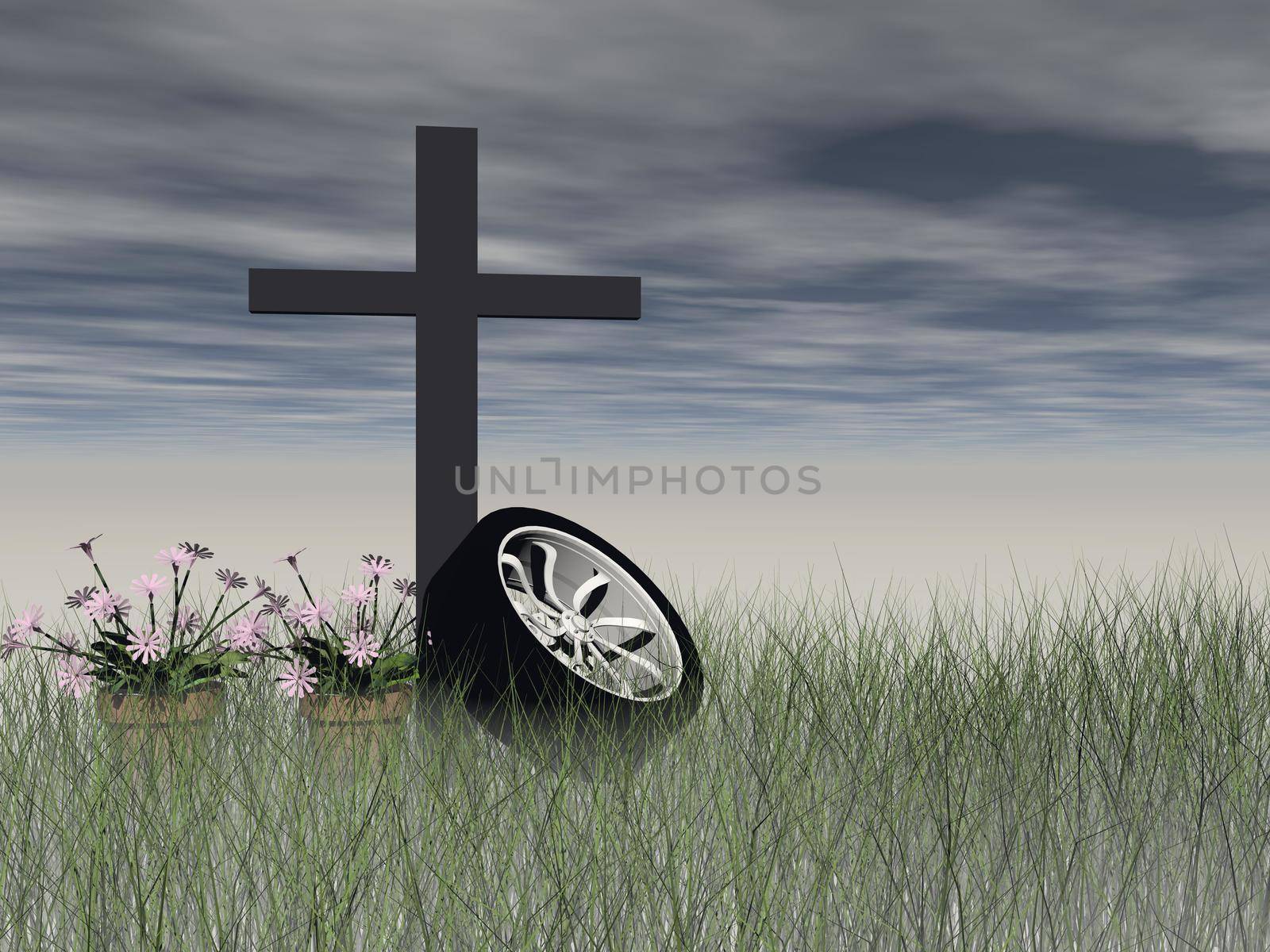 death in a car accident - 3d render by mariephotos